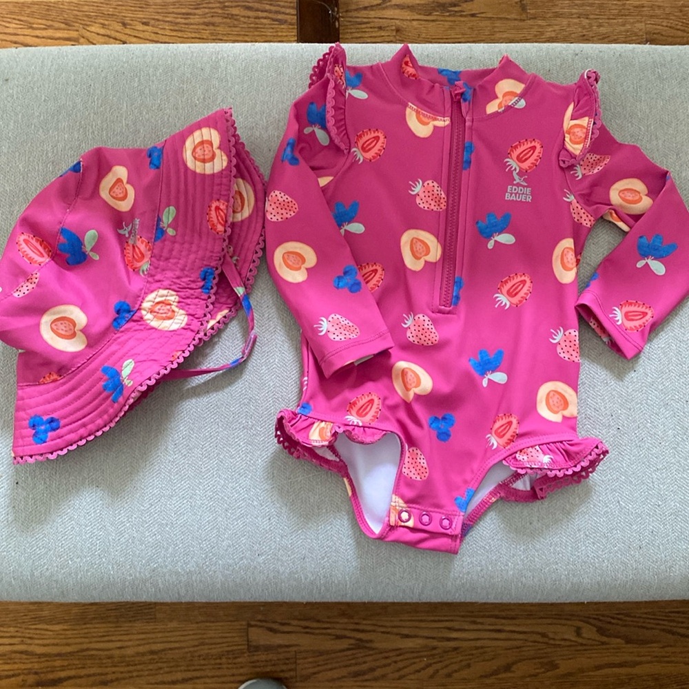 Eddie Bauer Pink Floral Kids Swim Set
